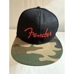 919-0119-000 Fender Guitar Camo Flatbill Hat, Camo, One Size Fits Most